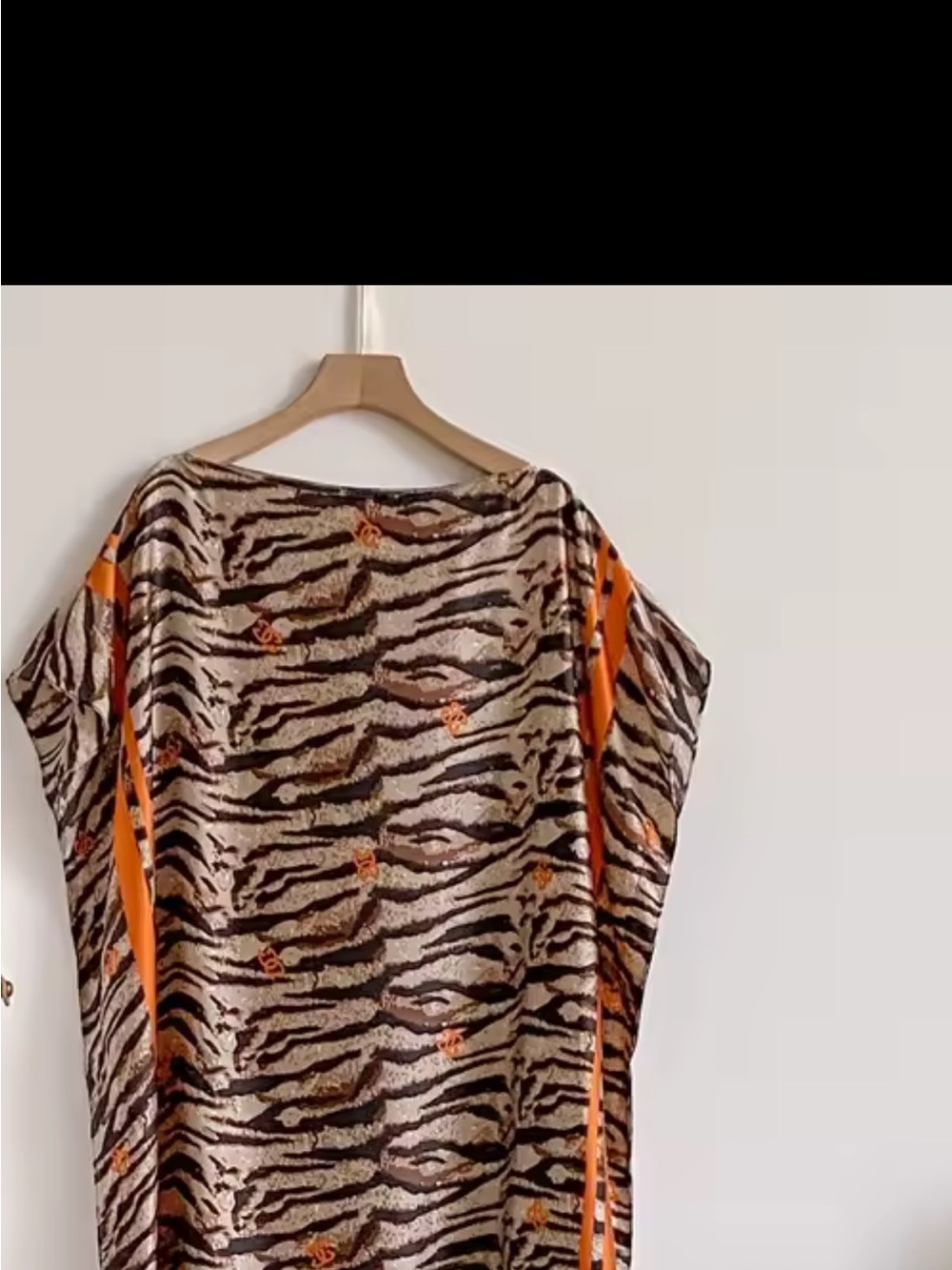 Animal Print Maxi Dress with Orange Trim